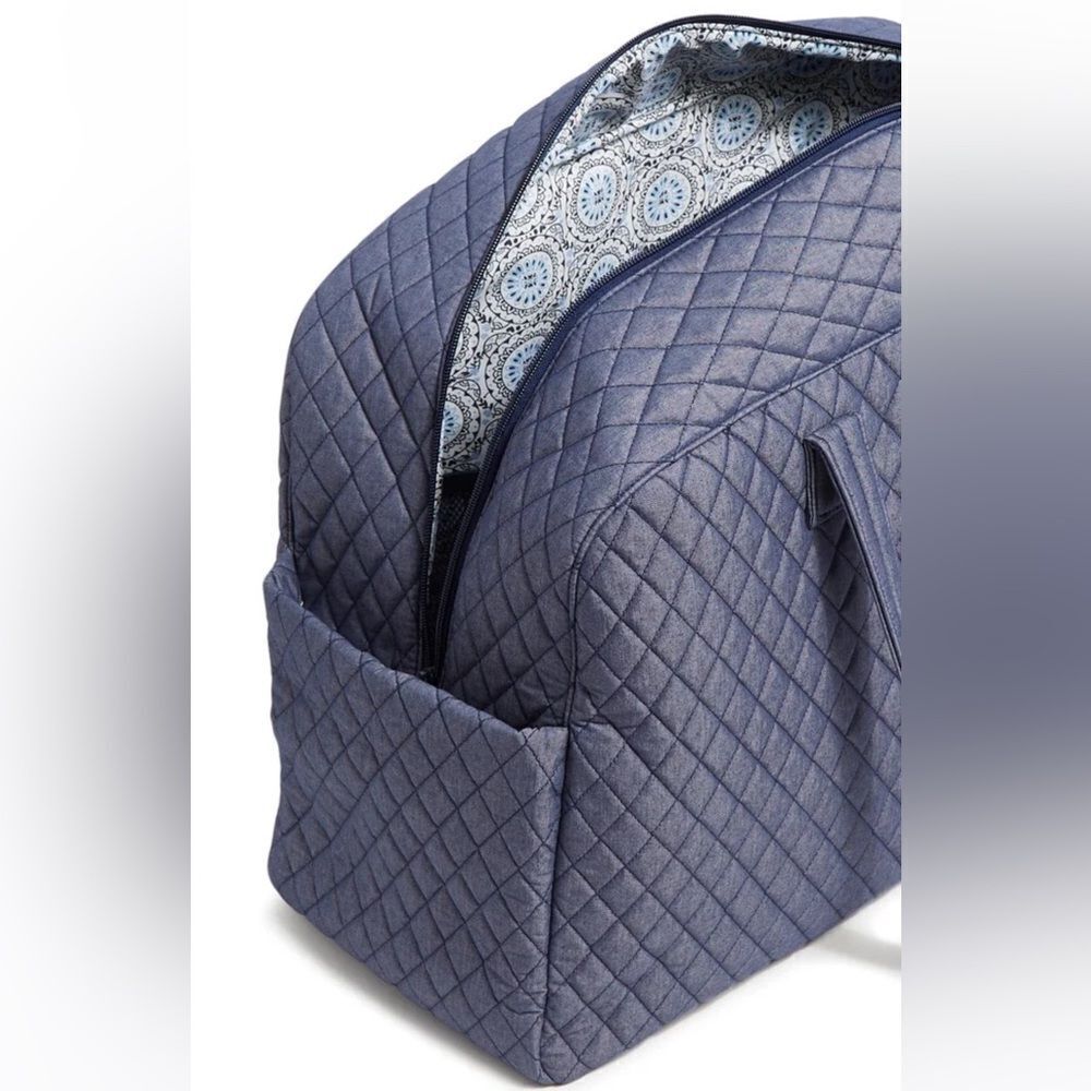 Vera Bradley Denim Moonlight NavyβQuilted Grand Traveler Bag - Picture 7 of 8
